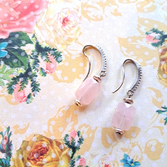Rose quartz earrings - Picture 1 of 3